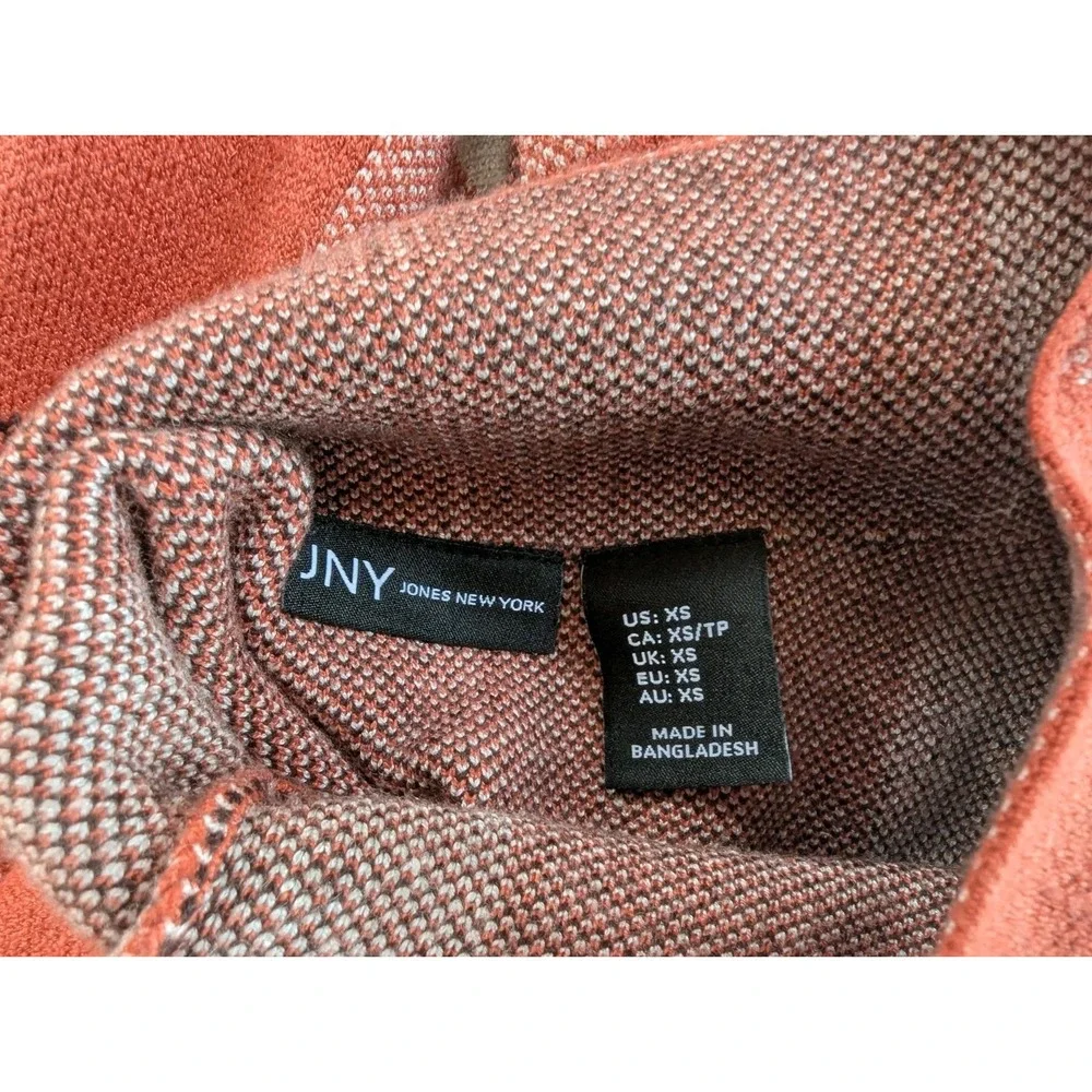 JNY Jones New York Pullover Sweater Womens XS Amber Plaid Mock Neck NWT